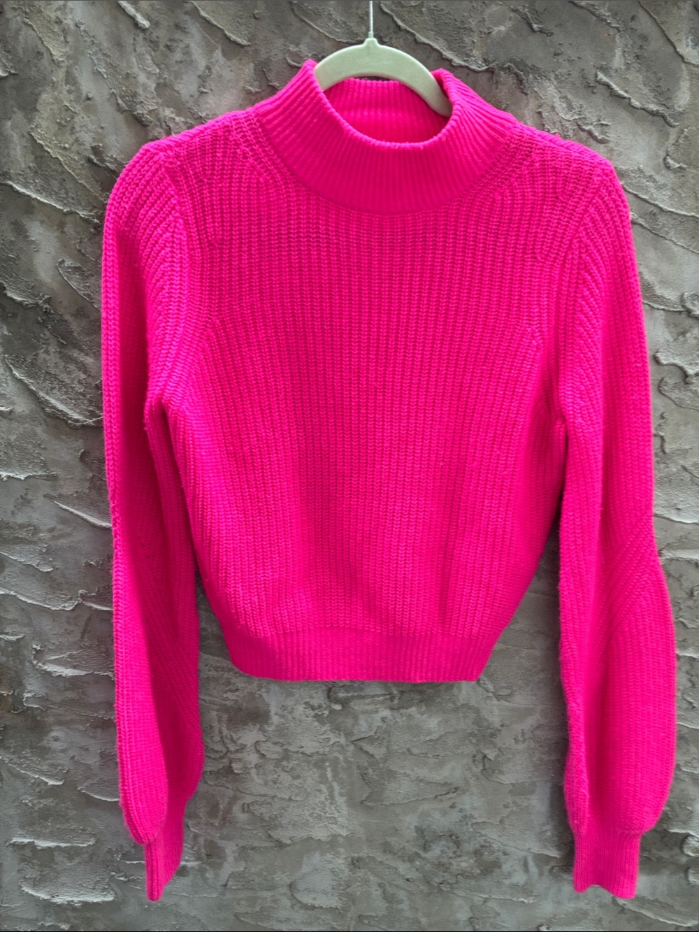 90s  Retro Barbie Hot Pink Cowl Neck Sweater Sz S